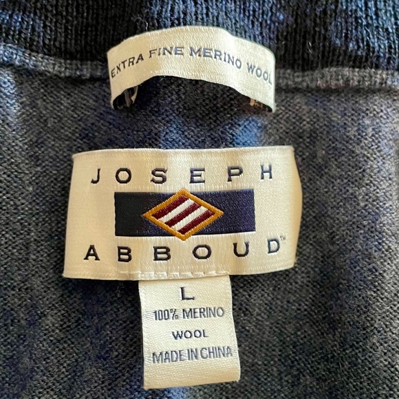 Joseph Abboud 100% extra fine merino wool Blue Quarter-Zip Pullover - Picture 4 of 7